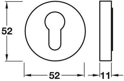 RO12 Escutcheons D52mm Pro Cyl ZA BN Blk