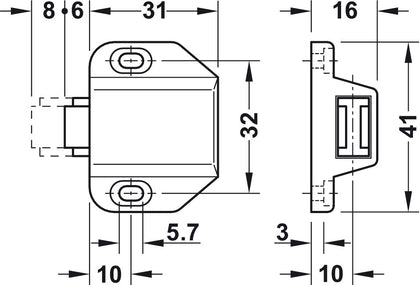Magnetic Pressure Catch 1.8kg Pl Black