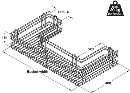 PO Undersink Wire Basket Set Chr 800mm