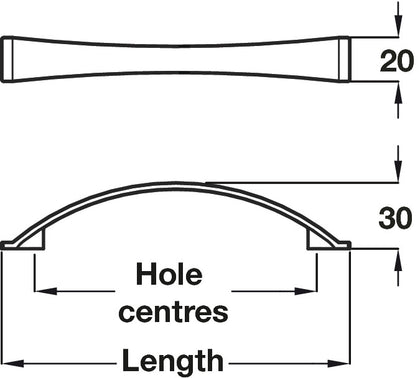 Odessa Bow Handle St st effect 128mm cc