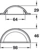 Ironbridge Cup Hdl Brass Pol Nkl 64mm cc