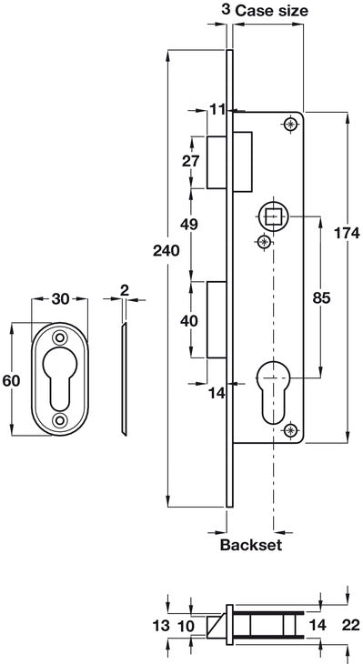 Narrow Mortice Sashlock 35/51mm SSS
