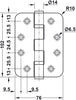 Butt Hinge Rnd 102x76mm 304 SS MB
