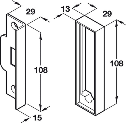 Rebate Set 25mm Box Latch Alu SA