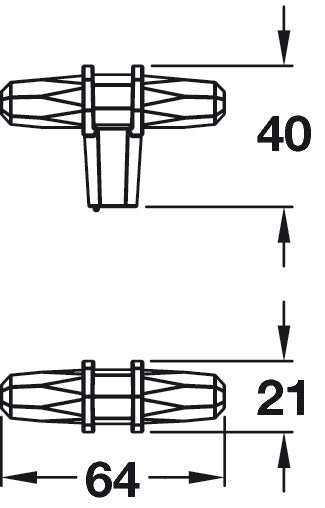 Carrione T Knob ZA Wht/Nkl 64x40mm