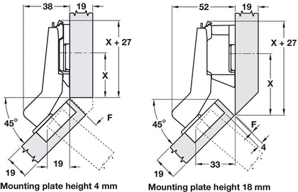Nexis 95/45D Hinge Sprung Slide SF