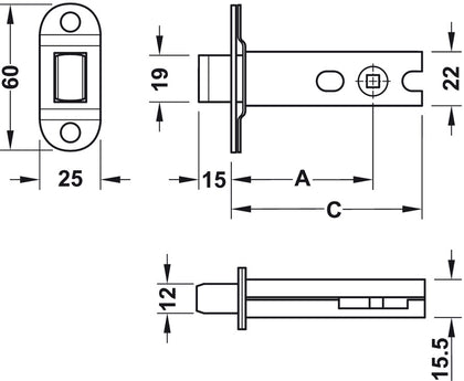 Tubular Mort.Deadbolt 8/103mm EB/SS