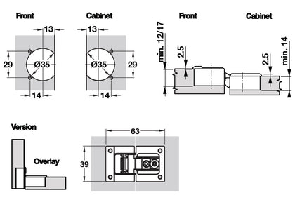 Tiomos Flap Hinge 90D 14-21mm NP