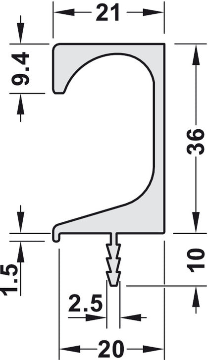 Profile Handle 35x2.5m Silver AA