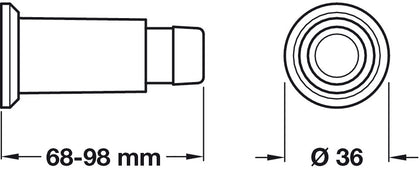 Door Stop/Wall D36x69-98mm Brs/Rub SC