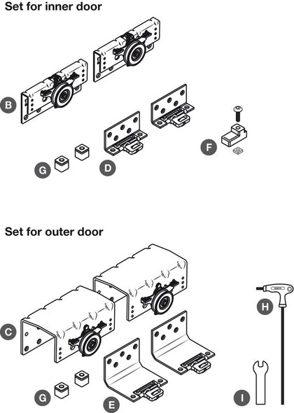 PS48.1 Fitting Set 28mm Outer Door