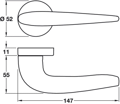 Rocket Lever Hdls/Rose D52mm ZA BN Blk
