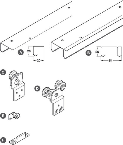 Hafele SF30 FitSet wo SoftBrake 2.0m 2Dr