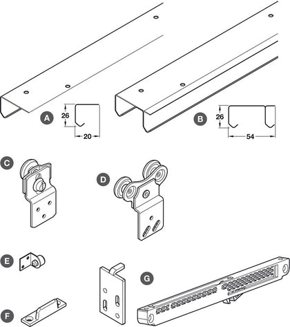 Hafele SF30 FitSet w SoftBrake 2.0m 2Dr