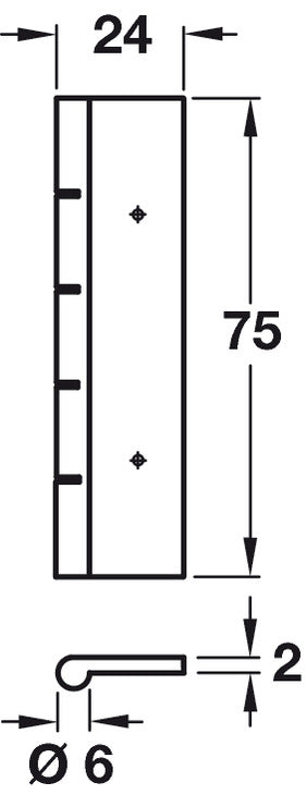 Dummy Hinge 75x24mm Brass Pol Chr Plt