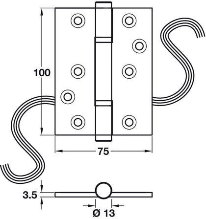 Conductor Hinge C4 100x75mm Brs Im Brz