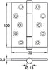 Butt Hinge Rectangle 100x75mm Brs Pol CP
