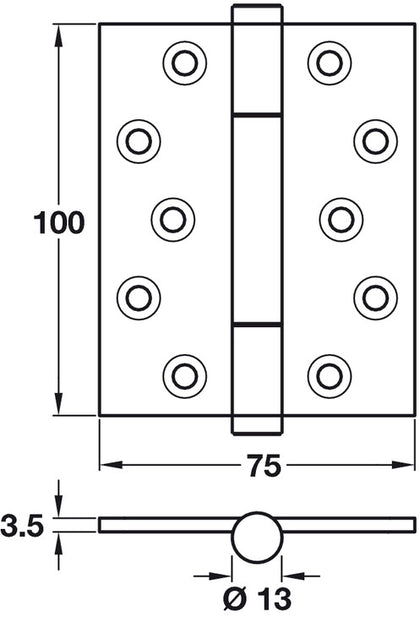 Butt Hinge Fl Bark 100x75mm Brs Pol CP
