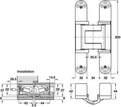 Tectus TE540 3D A8 180D Energy Hinge MN