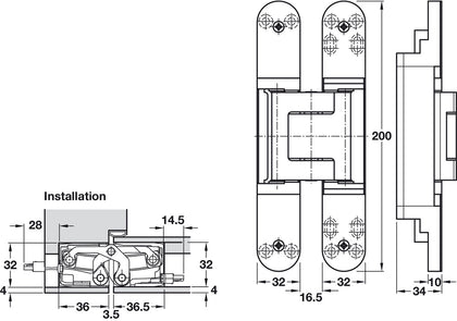 Tectus TE540 3D 180D Energy Hinge MN