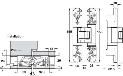 Tectus TE527 3D 180D Energy Hinge MN