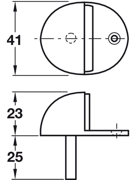 Door Stop/Floor 41x48x23mm Brs/Rub SC