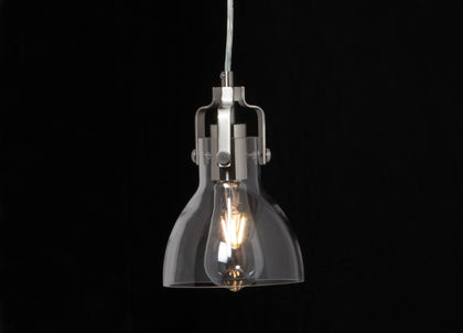 Charles Dome LED Sgl Pendant Chr/Clear