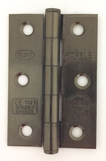 2x Butt Hinges Steel Black 75mm CLR