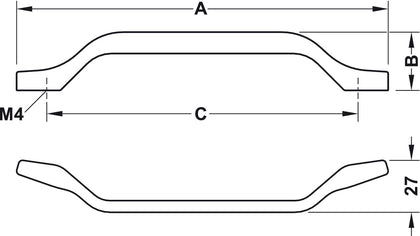 Osaka Pull Hdl ZA Sat Brass 160mm cc