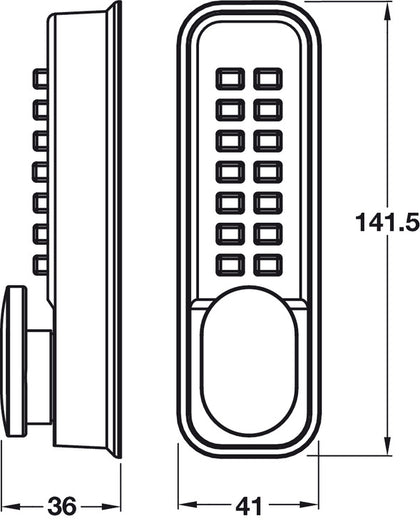 Mec Digital Lock Econ Pat 141.5x41mm PB