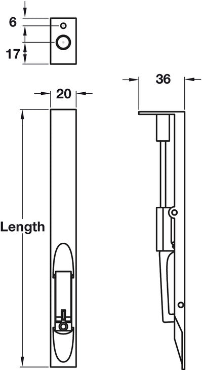 Lvr Act Flushbolt 150x20x36mm SS PSS