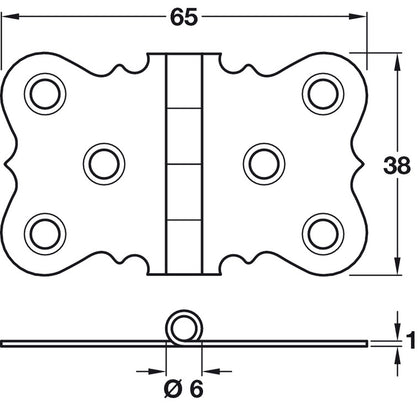 Table/Seat Hinge 38x65x1mm St FB