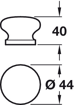 Knob Unfinished Oak D44x39mm