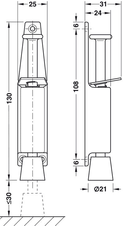 Startec Door Holder 130mm 25kg ZA/St/Rub