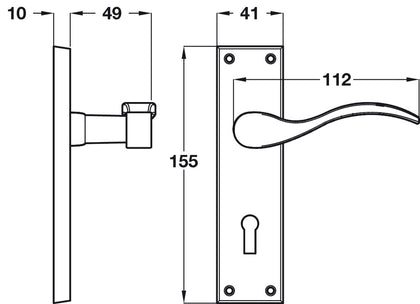 Pewter Effect Scroll Lock Handle CLR