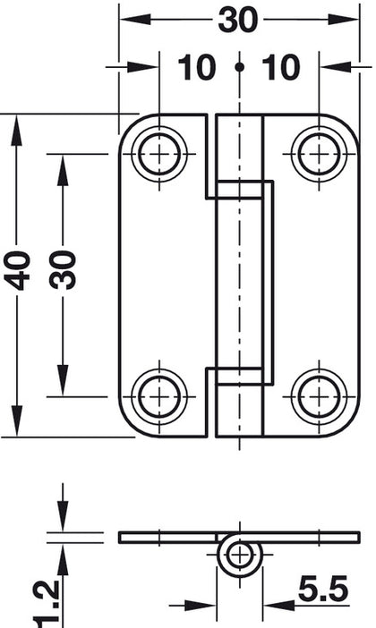 Folding Door Hinge 40x29mm Steel NP