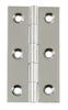 BRASS Butt Hinge 64x35mm Polished Chrome & Satin St/Steel pin