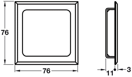 Flush Pull Hdl Thick 76x76mm Brass MBK