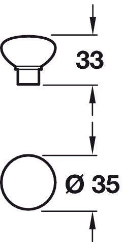 Smooth Knob C.Iron Natural D35x33mm