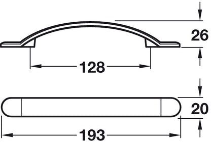 Smooth Bow Hdl C.Iron Natural 128mm cc