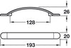 Smooth Bow Hdl C.Iron Natural 128mm cc