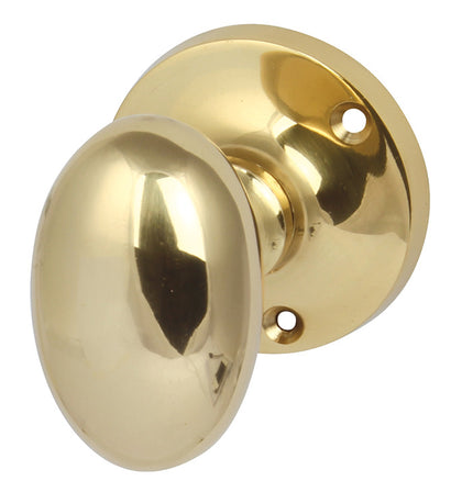 Mortice Oval Knob Set D58x62mm Brass CLR
