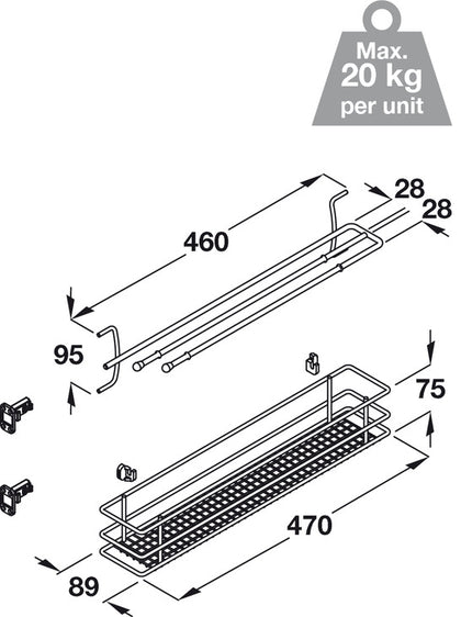 VS SUB Side 150mm Bskt/Towel Sph Chr