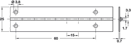 Piano Hinge steel NP 600mm