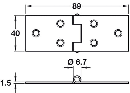 Back flap hinge steel 38mm SC - 2Pk