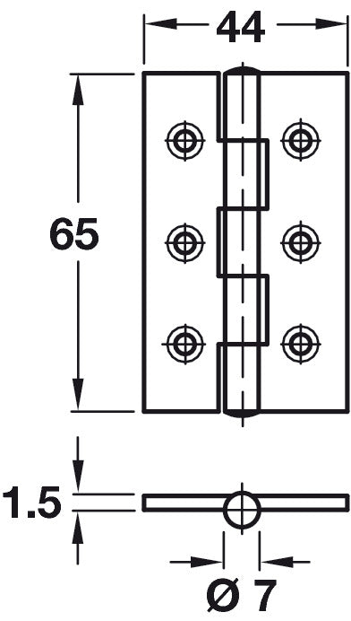 Butt hinge steel 63mm CP - 10Pk
