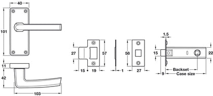 Lever Hdl Set Straight Latch Alu Sat BOM