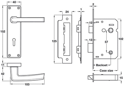 Lever Hdl Set Straight WC Alu Sat BOM