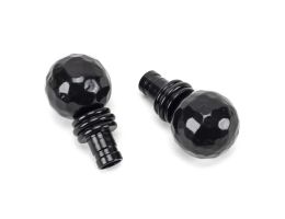 Black Hammered Ball Curtain Finial (pair)
