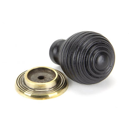 Ebony and Aged Brass Beehive Cabinet Knob 38mm